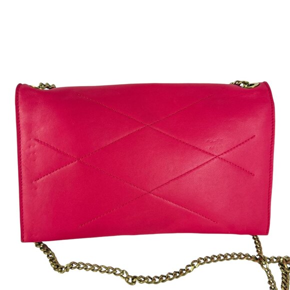 LANVIN Fuchsia Leather Sugar Lambskin Mini Crossbody Wallet Bag Made in Spain - Picture 10 of 14